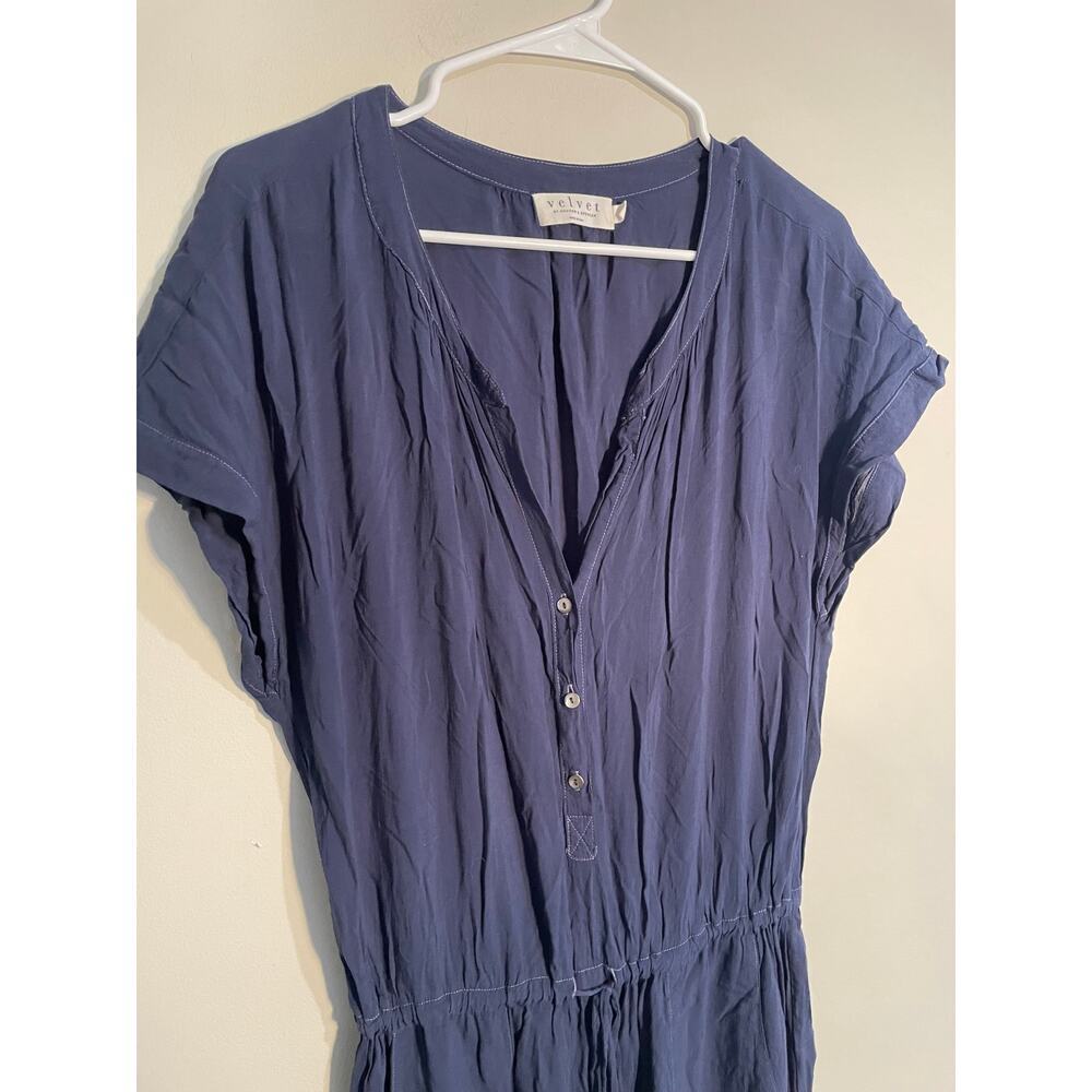 Velvet by Graham and Spencer‎ Navy Cassia Challis Rayon Jumpsuit - Picture 3 of 11
